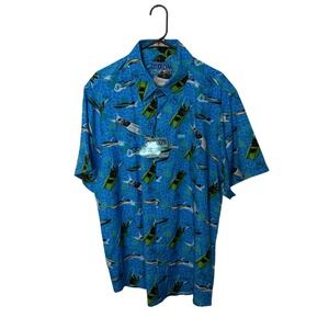 Dixxon Shirt Mens XL Blue Eliminator Boats Party Performance Short Sleeve NWT